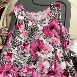 Floral cotton top with sparkling beads
